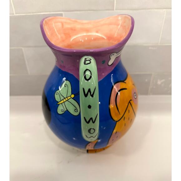Happy Dog and  Cat by Karen Gelff Dog Pitcher Hand painted - Picture 2 of 9
